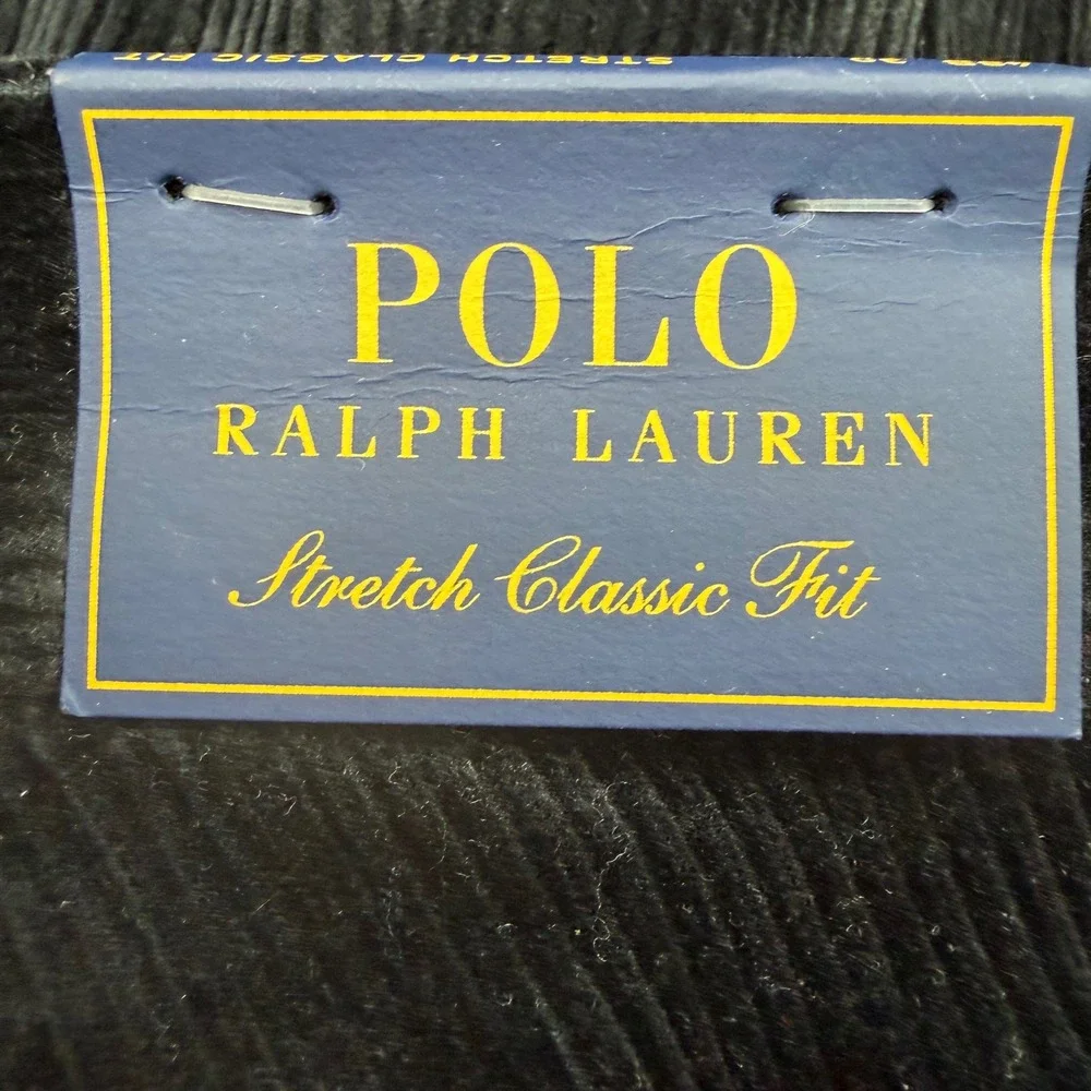 Polo Ralph Lauren Men 48Bx30 Corduroy Pants Black Stretch Classic NEW CUT TAG